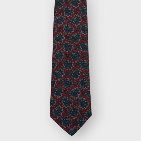 Vtg Bert Pulitzer Repp Tie | Red Foulard Paisley | 100% Silk | Made in USA - Picture 1 of 6